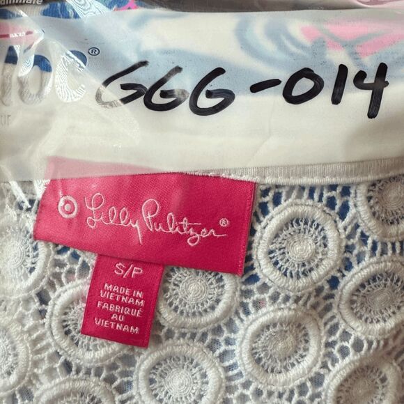 Lilly Pulitzer for Target Women's My Fans Crochet High Low Tank Top Blue Small - Picture 7 of 7